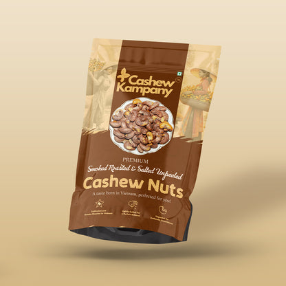 Premium Smoked Roasted & Salted Unpeeled Cashews (200g)